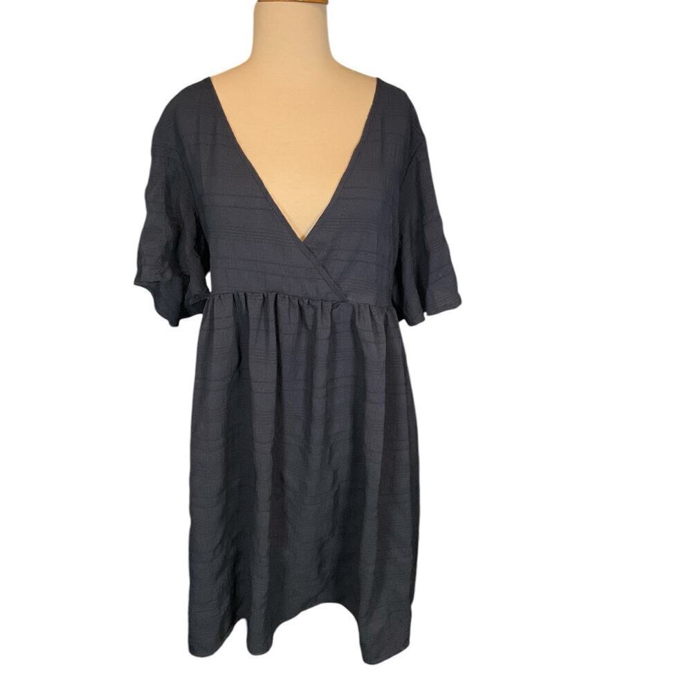 Nordstrom Rack Textured Babydoll Tunic Cover-Up Dress Navy Blue Short Med NWT